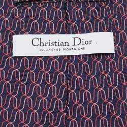 Pre Owned Dior Red & Blue Geometric Print Silk Tie