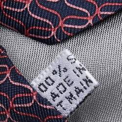 Pre Owned Dior Red & Blue Geometric Print Silk Tie
