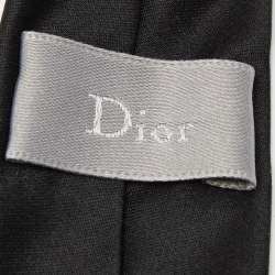 Pre Owned Dior Black Bee Embroidered Silk Skinny Tie