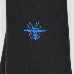 Pre Owned Dior Black Bee Embroidered Silk Skinny Tie