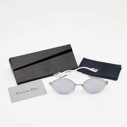 Pre Owned Dior White/Silver Mirrored DIOR180.2F Round Sunglasses