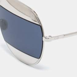 Pre Owned Dior Silver Tone/ Dark Blue 010KU Dior Split 1 Aviator Sunglasses