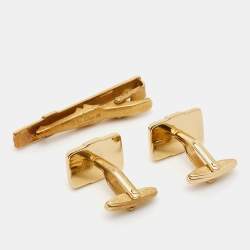 Dior Monsieur Vintage Chain Link Motif Cufflinks & Tie-Clip Set