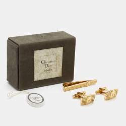Dior Monsieur Vintage Chain Link Motif Cufflinks & Tie-Clip Set