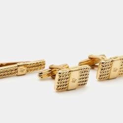 Dior Monsieur Vintage Chain Link Motif Cufflinks & Tie-Clip Set