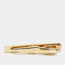 Pre Owned Dior Monsieur Vintage Gold Tone Logo Detail Tie Pin