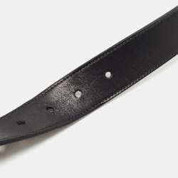 Pre Owned Dior Homme Black Leather Buckle Belt 90CM