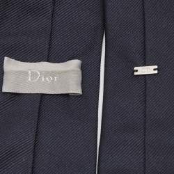 Pre Owned Dior Midnight Blue Silk Skinny Tie 