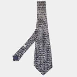 Burberry Blue Silk Monogram Classic Cut Tie Burberry