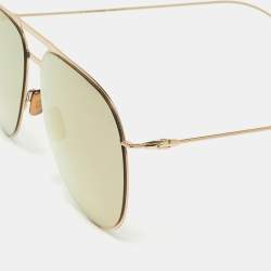 Pre Owned Dior Homme Gold/Black Mirrored DIOR0205S Aviator Sunglasses