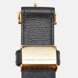 Pre Owned Dior Black Leather Buckle Belt 95CM