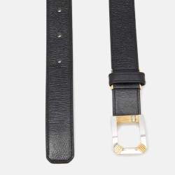 Pre Owned Dior Black Leather Buckle Belt 95CM