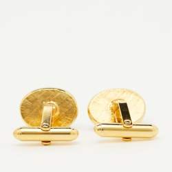 Pre Owned Dior Vintage Tiger's Eye Gold Tone Oval Cufflinks