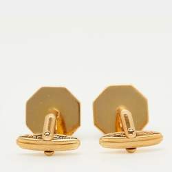 Dior Vintage Octagonal Black Inlay Gold Tone Cufflinks