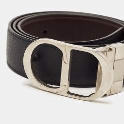Pre Owned Dior Navy Blue/Blue Leather CD Reversible Belt 