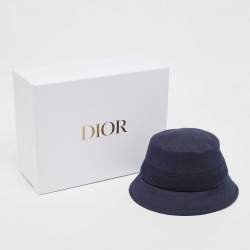 Dior Navy Blue Denim Oblique Bucket Hat Size 58