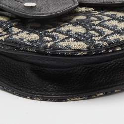 Dior Navy Blue/Black Oblique Canvas and Leather Saddle Pouch Bag