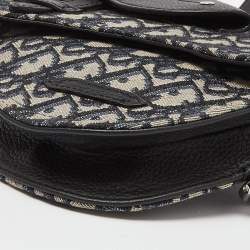 Dior Navy Blue/Black Oblique Canvas and Leather Saddle Pouch Bag