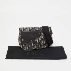 Dior Navy Blue/Black Oblique Canvas and Leather Saddle Pouch Bag