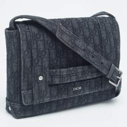 Dior Black Oblique Canvas Flap Messenger Bag