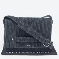 Dior Black Oblique Canvas Flap Messenger Bag