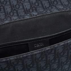 Dior Black Oblique Canvas Flap Messenger Bag