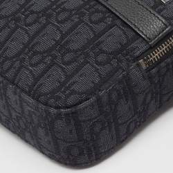 Pre Owned Dior Black Oblique Jacquard Canvas Safari Crossbody Bag