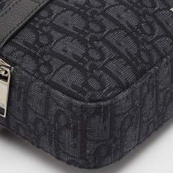 Pre Owned Dior Black Oblique Jacquard Canvas Safari Crossbody Bag
