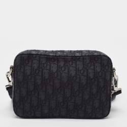 Pre Owned Dior Black Oblique Jacquard Canvas Safari Crossbody Bag
