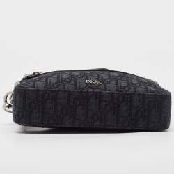 Pre Owned Dior Black Oblique Jacquard Canvas Safari Crossbody Bag