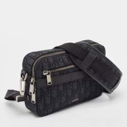 Pre Owned Dior Black Oblique Jacquard Canvas Safari Crossbody Bag