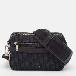 Pre Owned Dior Black Oblique Jacquard Canvas Safari Crossbody Bag