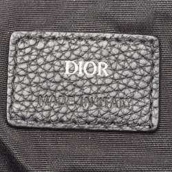Dior Black Oblique Canvas and Leather Wristlet Zip Pouch