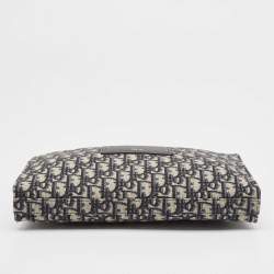 Dior Black Oblique Canvas and Leather Wristlet Zip Pouch