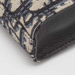 Dior Black Oblique Canvas and Leather Wristlet Zip Pouch