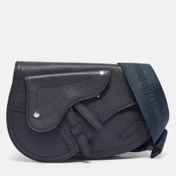 Dior Navy Blue Leather Saddle Crossbody Bag