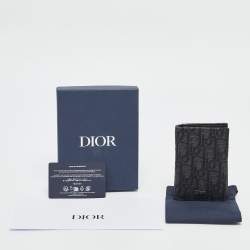 Dior Black Oblique Canvas Vertical Bifold Card Case