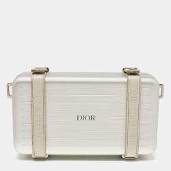 Christian Dior x Rimowa Silver Aluminum and Leather Personal Clutch Bag