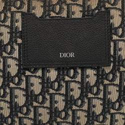Dior Navy Blue Oblique Canvas Wristlet Zip Pouch
