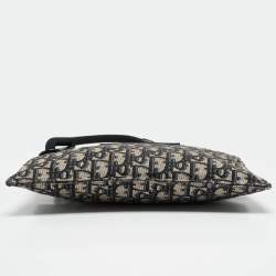 Dior Navy Blue Oblique Canvas Wristlet Zip Pouch
