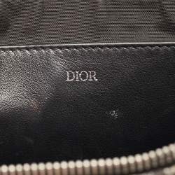Dior Navy Blue Oblique Canvas Wristlet Zip Pouch