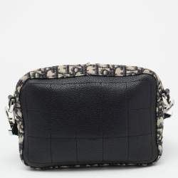 Dior Navy Blue Oblique Canvas and Leather Crossbody Bag