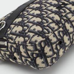 Dior Navy Blue Oblique Canvas and Leather Crossbody Bag
