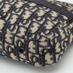 Dior Navy Blue Oblique Canvas and Leather Crossbody Bag
