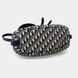 Dior Navy Blue Canvas Oblique Saddle Hobo Bag