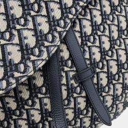 Dior Navy Blue Canvas Oblique Saddle Hobo Bag