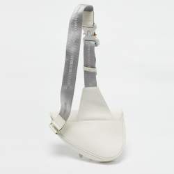 Dior White Leather Saddle Bag