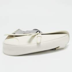 Dior White Leather Saddle Bag