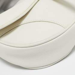 Dior White Leather Saddle Bag