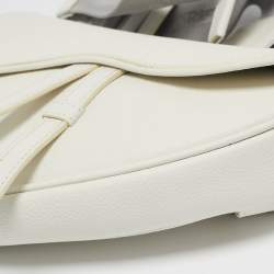 Dior White Leather Saddle Bag